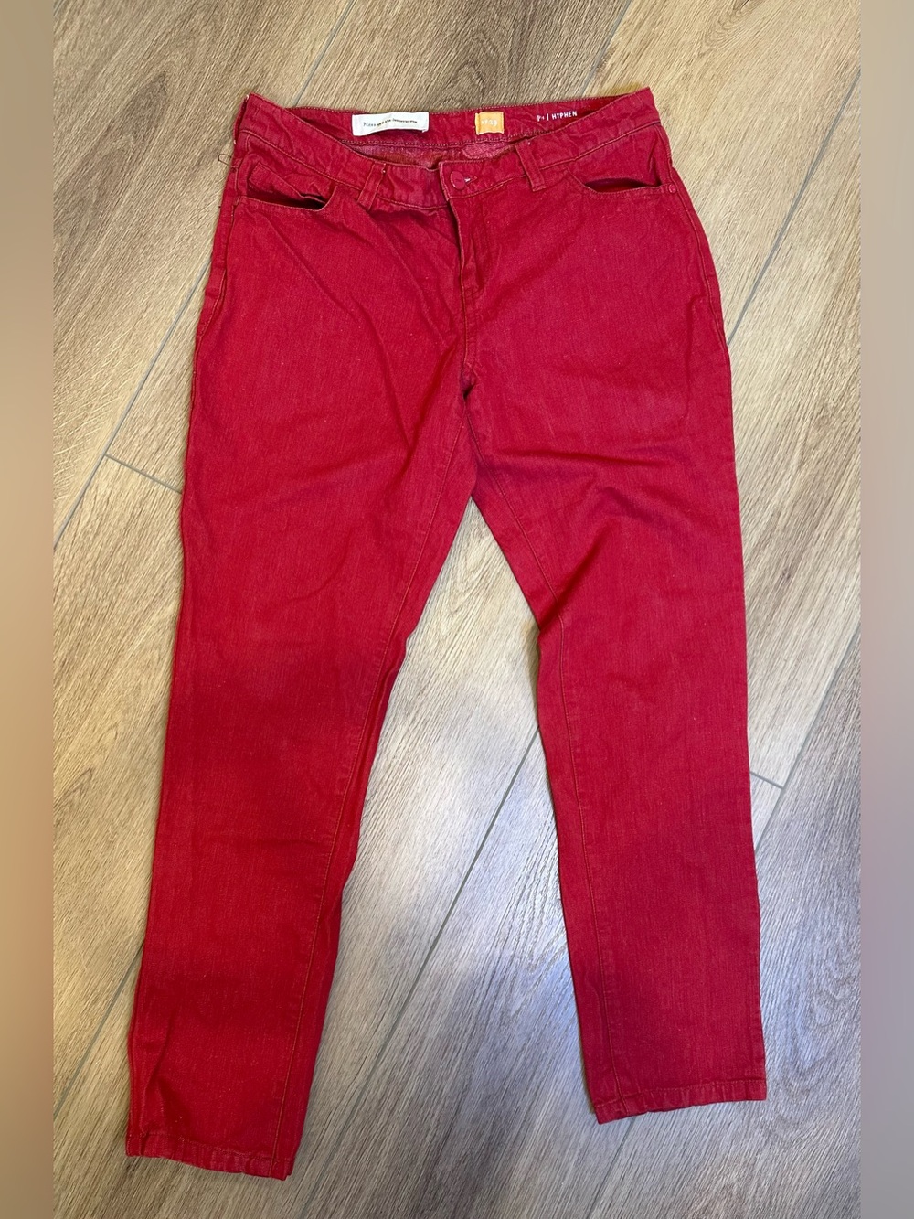Pilcro Red linen denim straight leg anthro